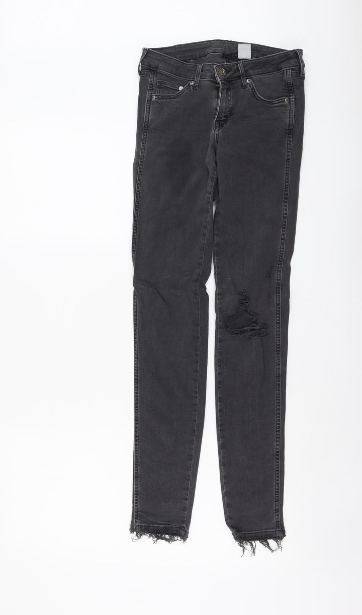 H&M Womens Grey Cotton Skinny Jeans Size 26 in L30 in Regular Button