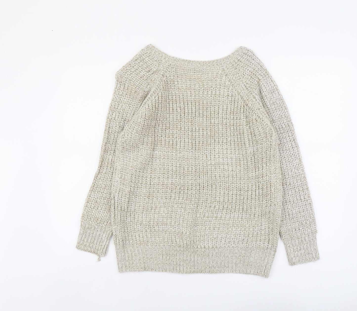 Atmosphere Womens Beige Scoop Neck Acrylic Pullover Jumper Size 12