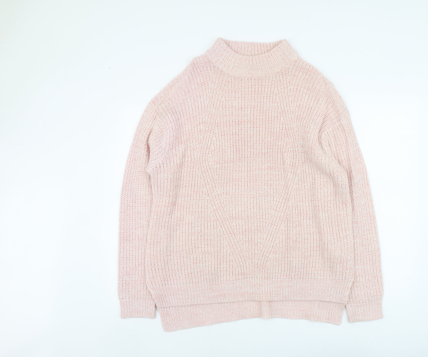 Peacocks Womens Pink High Neck Acrylic Pullover Jumper Size L