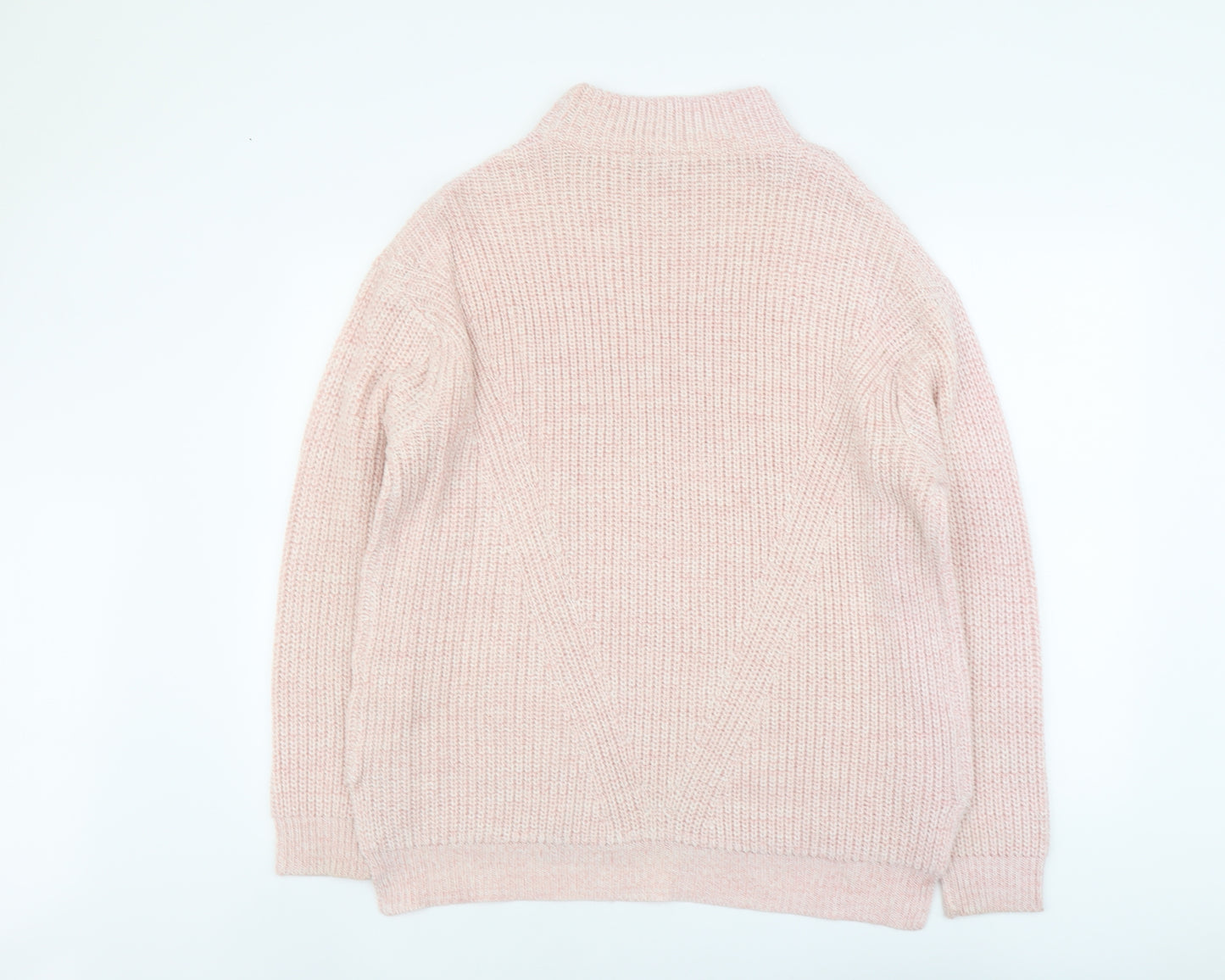 Peacocks Womens Pink High Neck Acrylic Pullover Jumper Size L