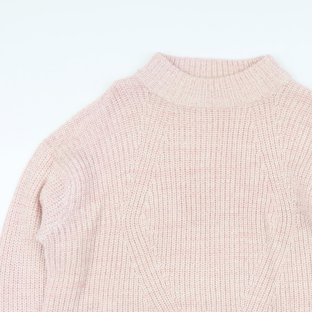 Peacocks Womens Pink High Neck Acrylic Pullover Jumper Size L