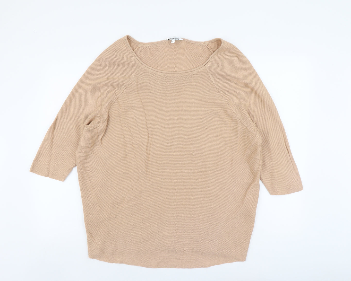 Steilman Womens Beige Scoop Neck Cotton Pullover Jumper Size S