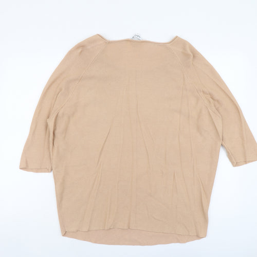 Steilman Womens Beige Scoop Neck Cotton Pullover Jumper Size S