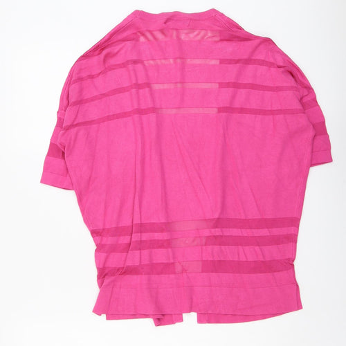 Nutmeg Womens Pink V-Neck Striped Viscose Cardigan Jumper Size 10