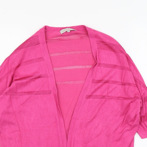 Nutmeg Womens Pink V-Neck Striped Viscose Cardigan Jumper Size 10