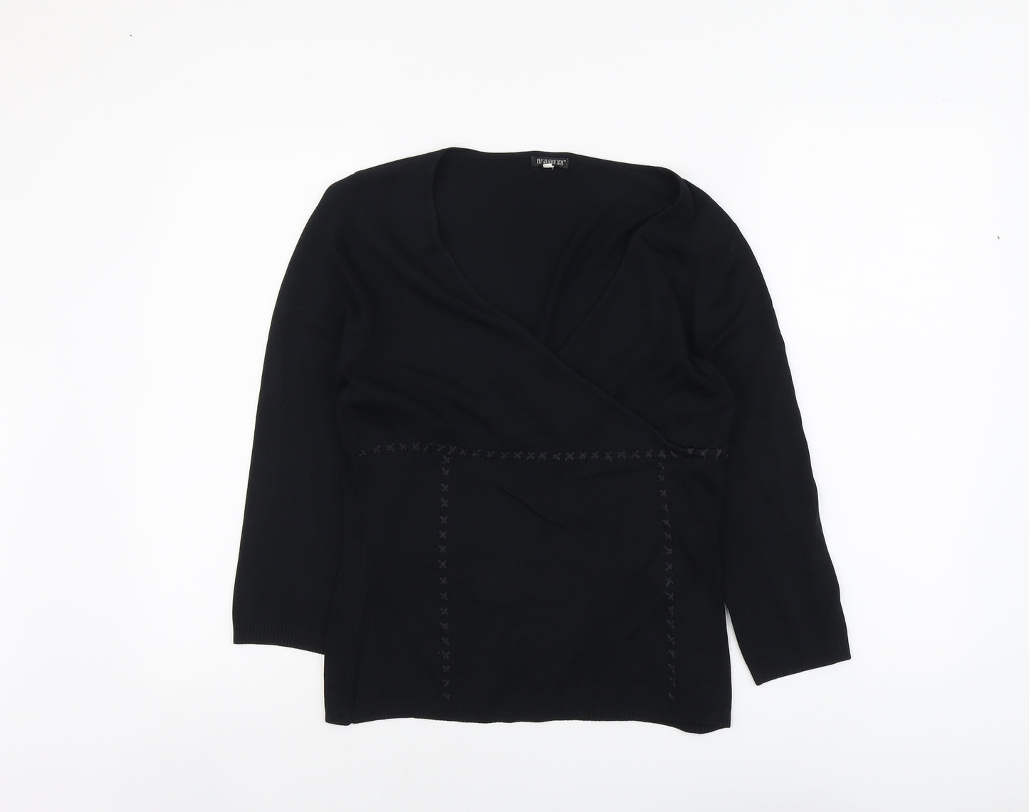 Preworn Womens Black V-Neck Viscose Pullover Jumper Size M