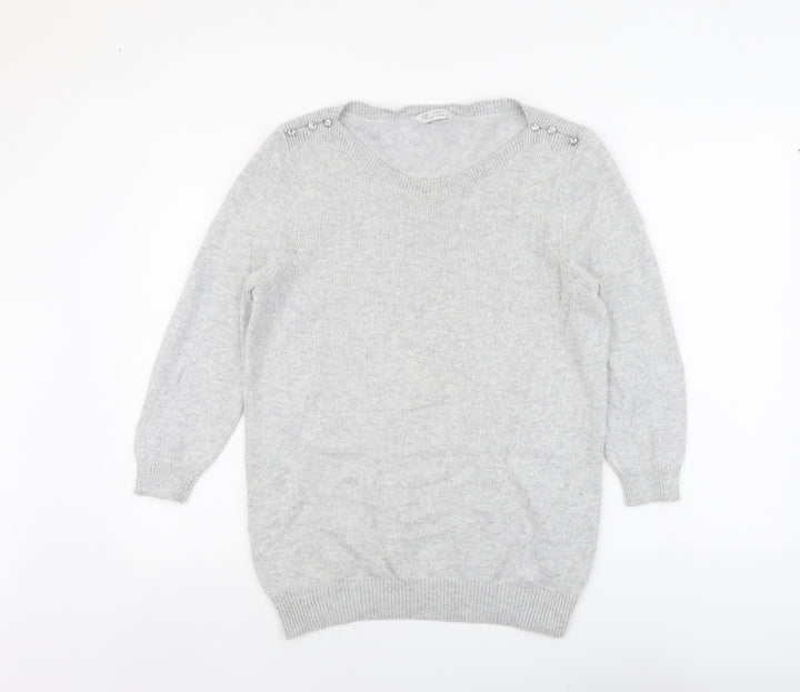 BHS Womens Grey Scoop Neck Viscose Pullover Jumper Size 14
