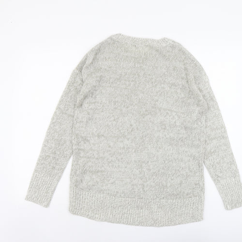 New Look Womens Grey Round Neck Acrylic Pullover Jumper Size S