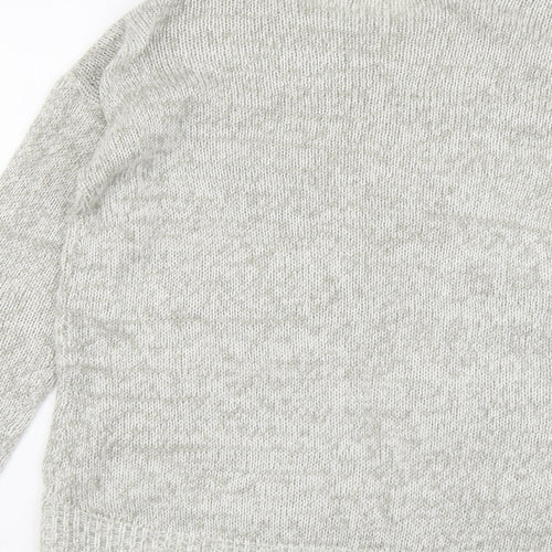 New Look Womens Grey Round Neck Acrylic Pullover Jumper Size S
