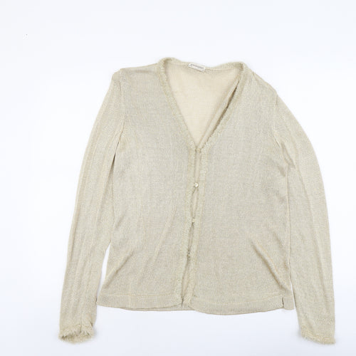 Escorpion Womens Gold V-Neck Acetate Cardigan Jumper Size M