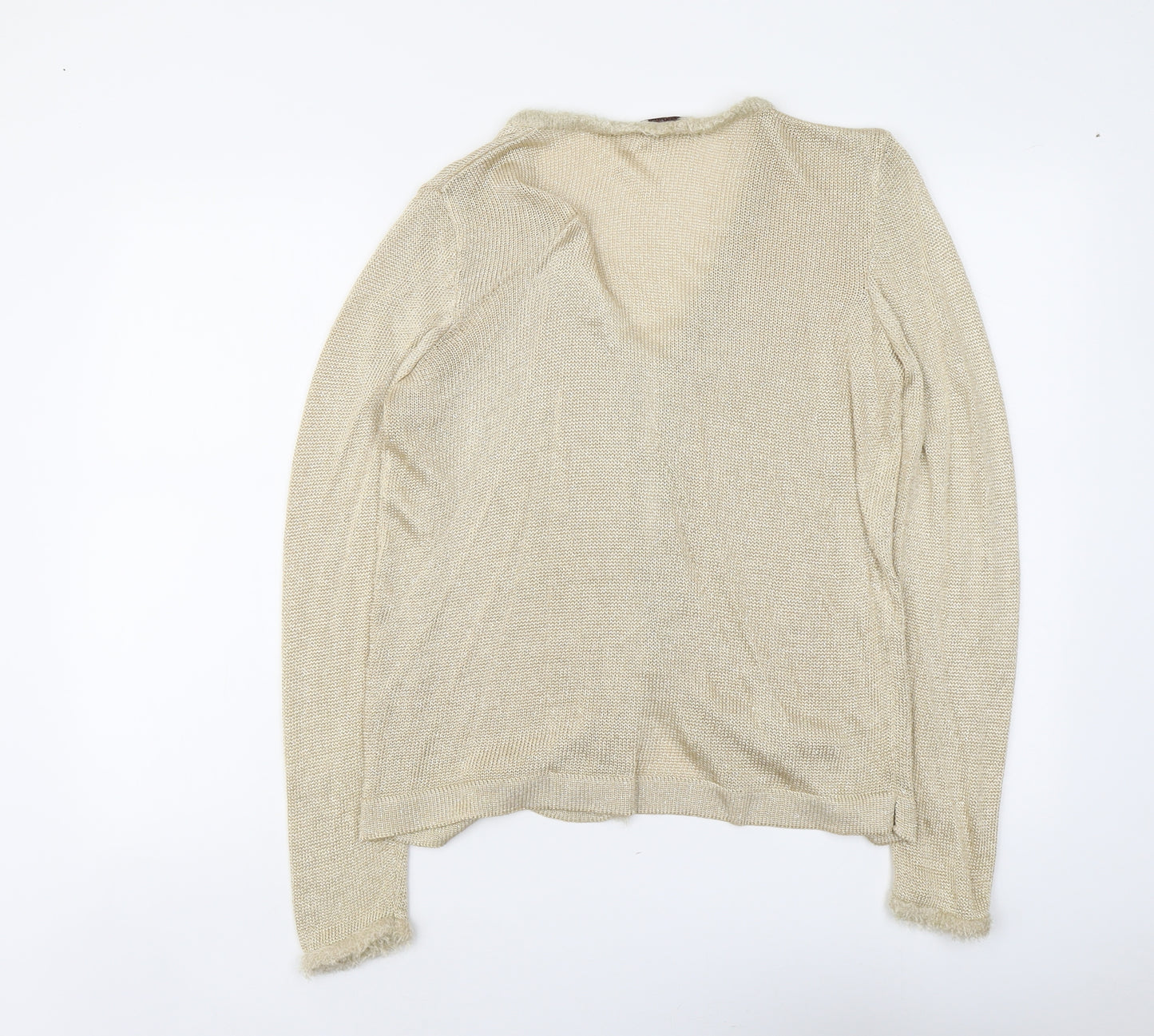 Escorpion Womens Gold V-Neck Acetate Cardigan Jumper Size M