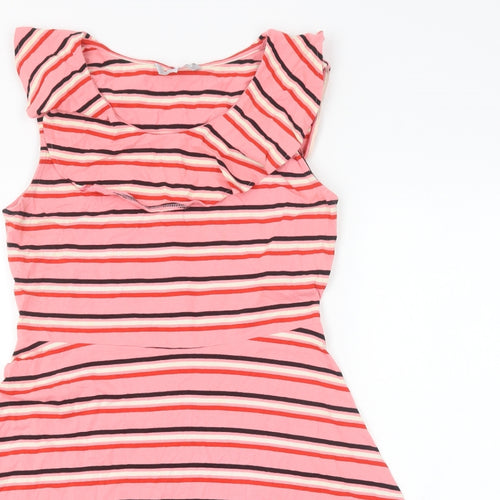 Debenhams Womens Pink Striped Cotton A-Line Size 14 Scoop Neck Pullover
