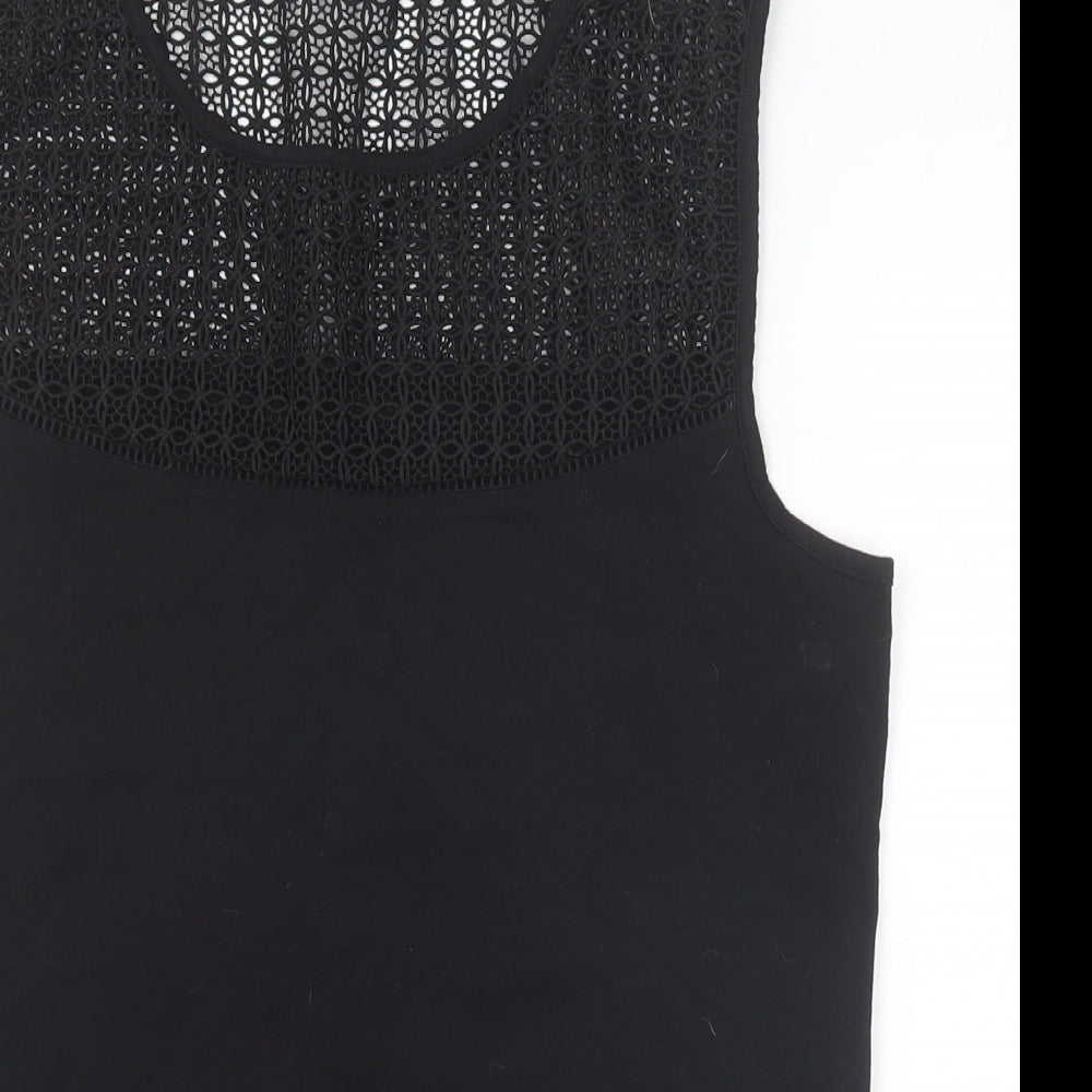 TU Womens Black Cotton Basic Tank Size 16 Round Neck