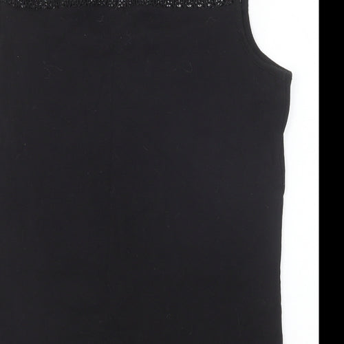 TU Womens Black Cotton Basic Tank Size 16 Round Neck