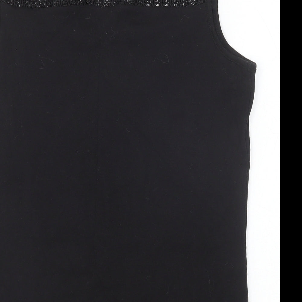 TU Womens Black Cotton Basic Tank Size 16 Round Neck