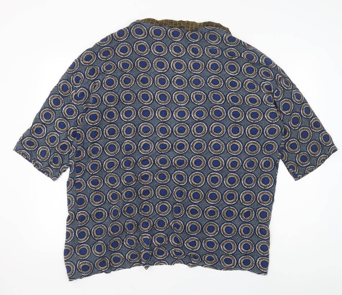 H&M Womens Blue Geometric Viscose Kimono Blouse Size S V-Neck