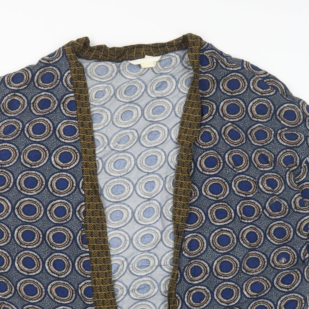 H&M Womens Blue Geometric Viscose Kimono Blouse Size S V-Neck
