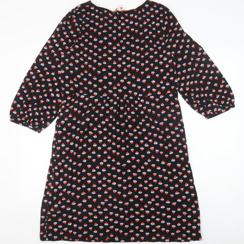 Boden Womens Black Geometric 100% Cotton A-Line Size 14 Round Neck Pullover