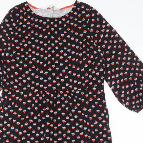 Boden Womens Black Geometric 100% Cotton A-Line Size 14 Round Neck Pullover