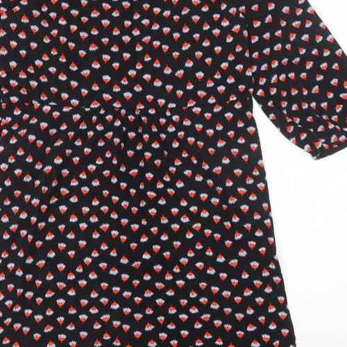 Boden Womens Black Geometric 100% Cotton A-Line Size 14 Round Neck Pullover