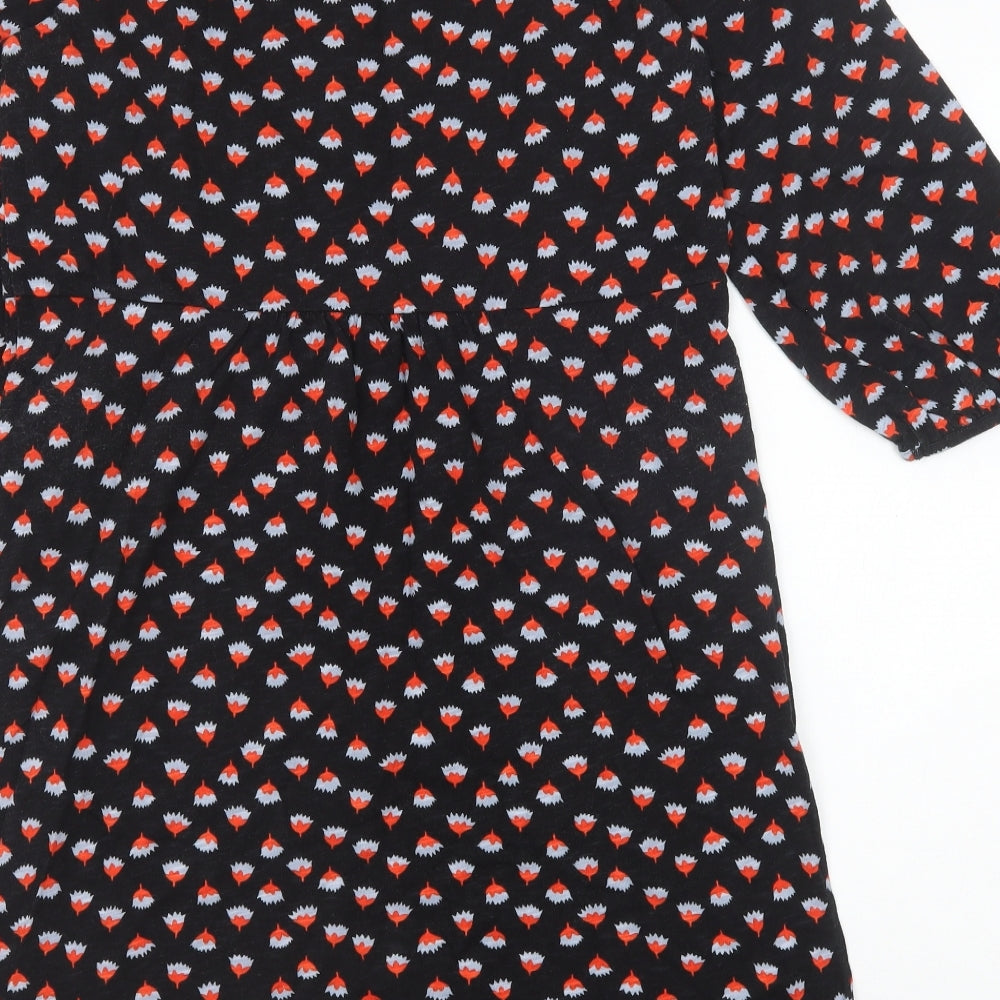 Boden Womens Black Geometric 100% Cotton A-Line Size 14 Round Neck Pullover