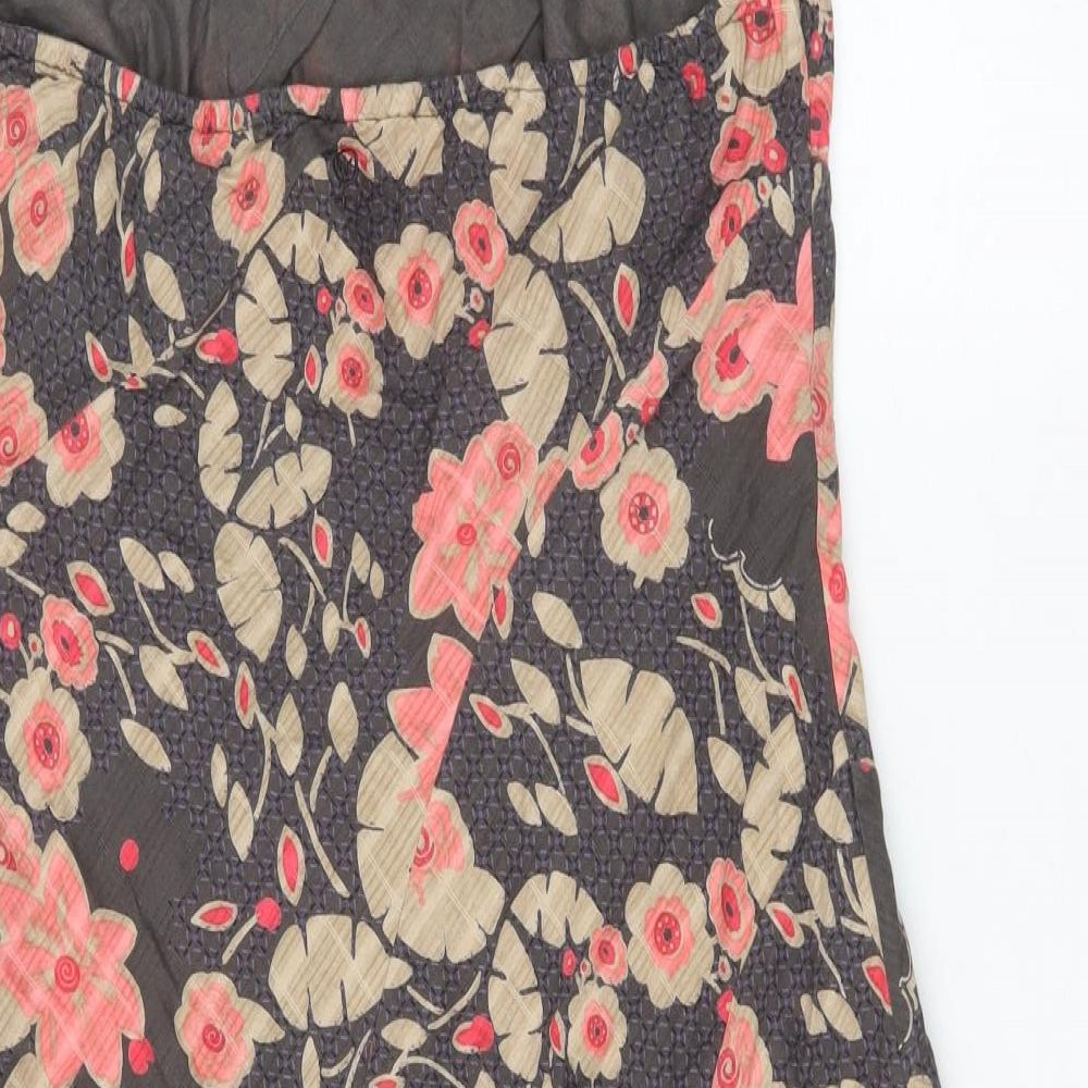 Fat Face Womens Brown Floral 100% Cotton A-Line Size 16 Halter Zip