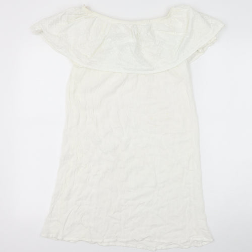 Accessorize Womens White Polyester A-Line Size XS Off the Shoulder Pullover