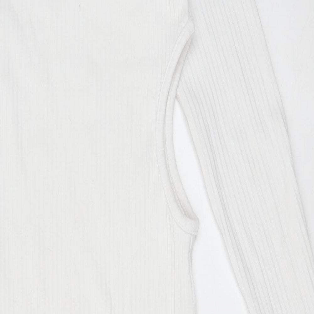 PRETTYLITTLETHING Womens White Polyester Bodycon Size 10 Round Neck Pullover - One Sleeve