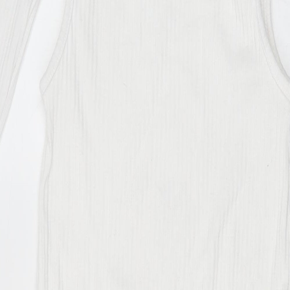 PRETTYLITTLETHING Womens White Polyester Bodycon Size 10 Round Neck Pullover - One Sleeve