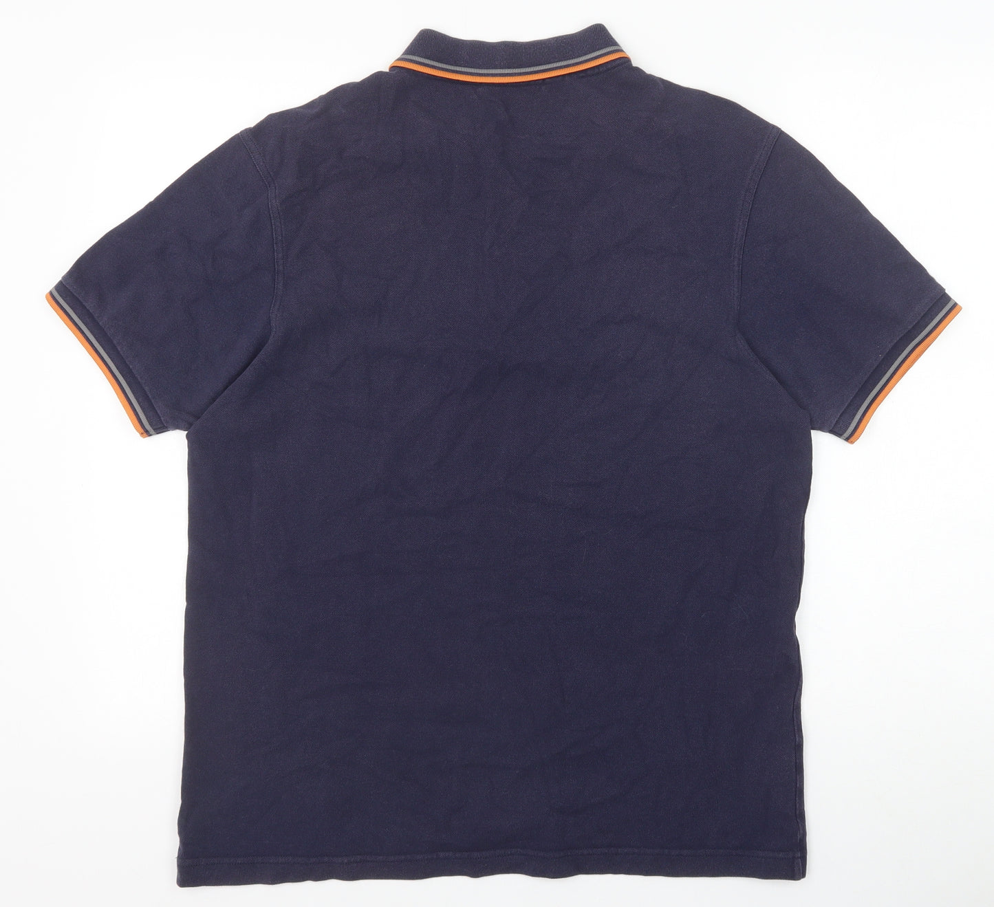 Fred Perry Mens Blue 100% Cotton Polo Size L Collared Button