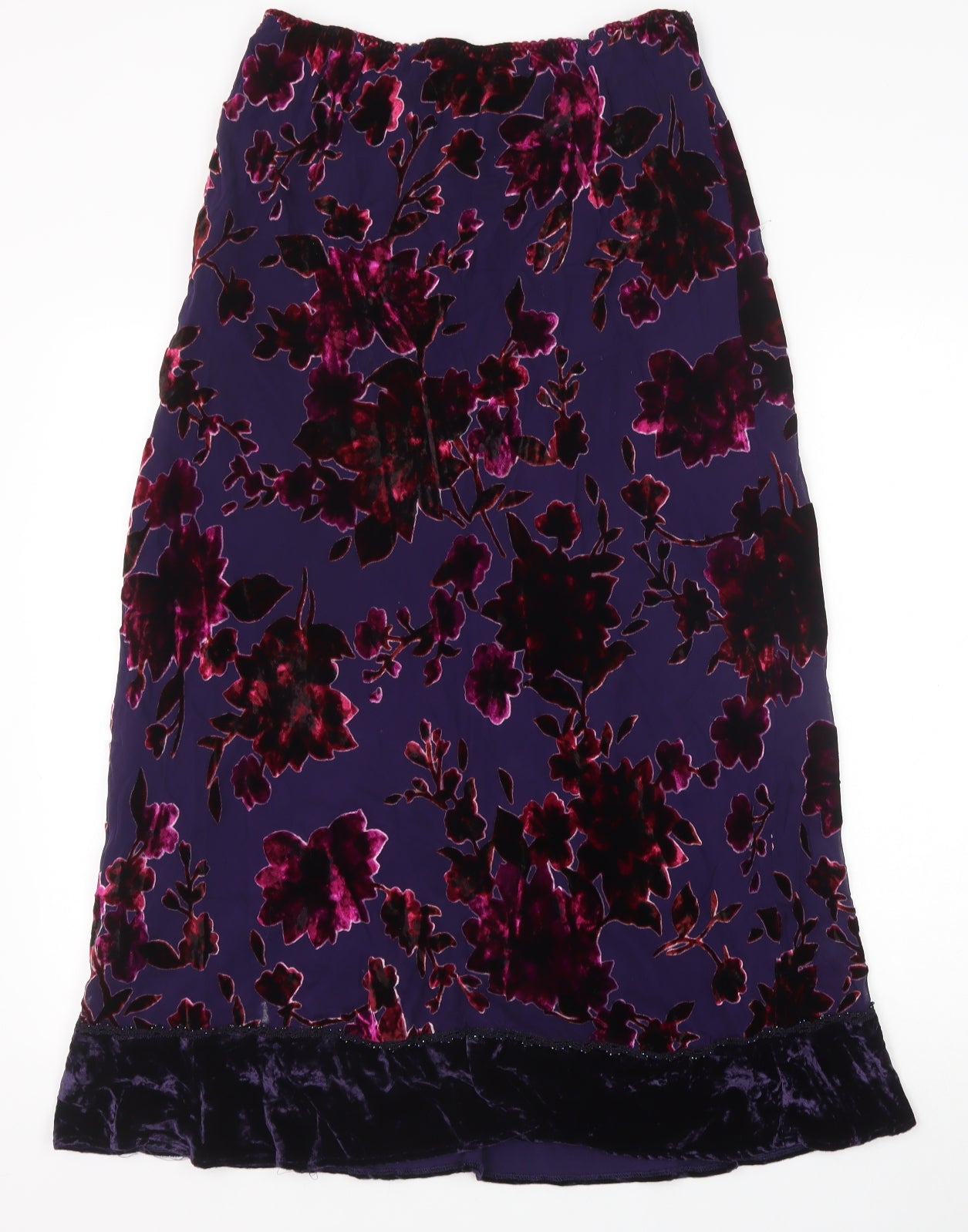 Monsoon Womens Purple Floral Viscose Swing Skirt Size 14