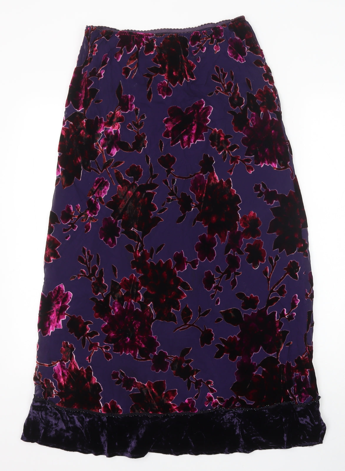 Monsoon Womens Purple Floral Viscose Swing Skirt Size 14