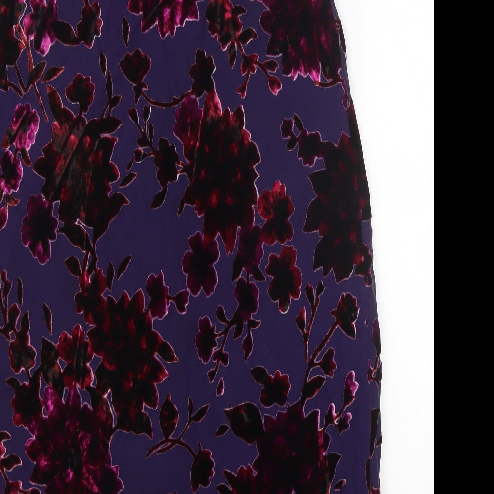 Monsoon Womens Purple Floral Viscose Swing Skirt Size 14