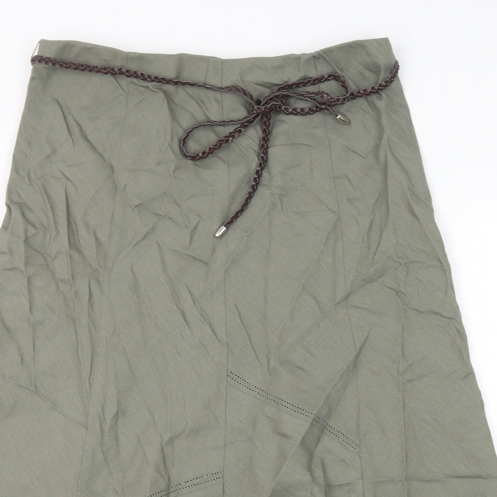 Bonmarché Womens Green Linen Swing Skirt Size 12