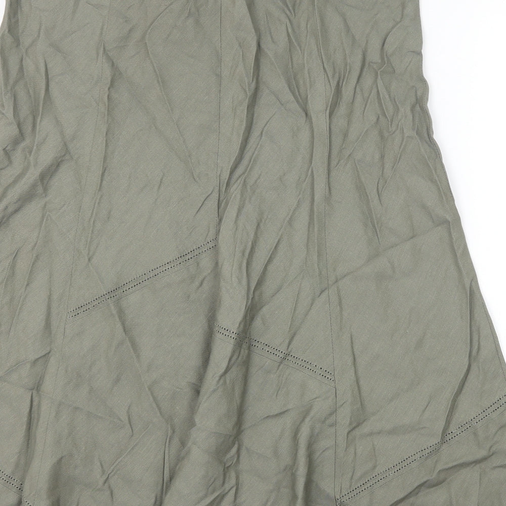 Bonmarché Womens Green Linen Swing Skirt Size 12