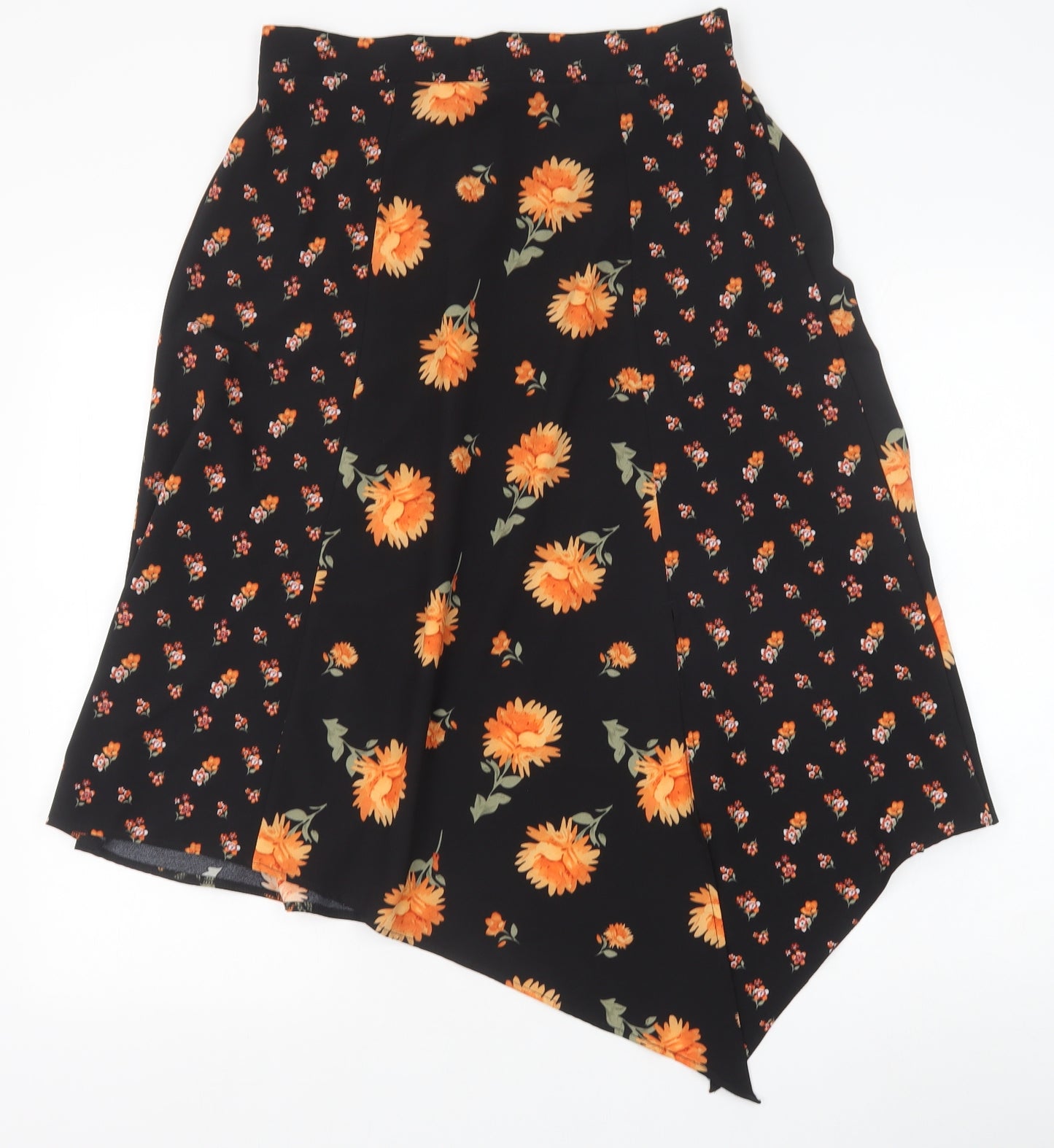 George Womens Black Floral Polyester Peasant Skirt Size 12