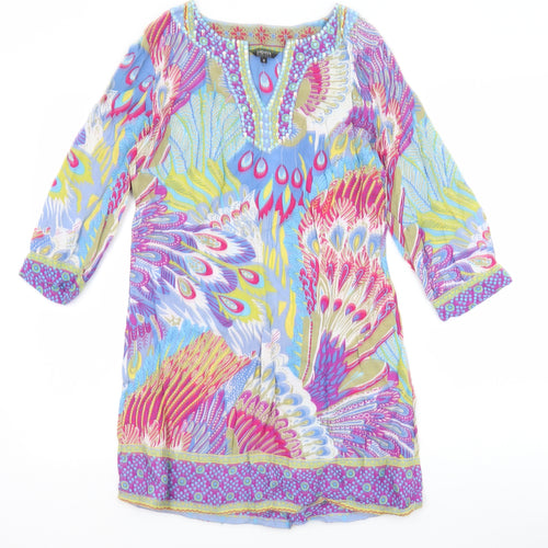 Papaya Womens Multicoloured Geometric Viscose A-Line Size 10 V-Neck Pullover
