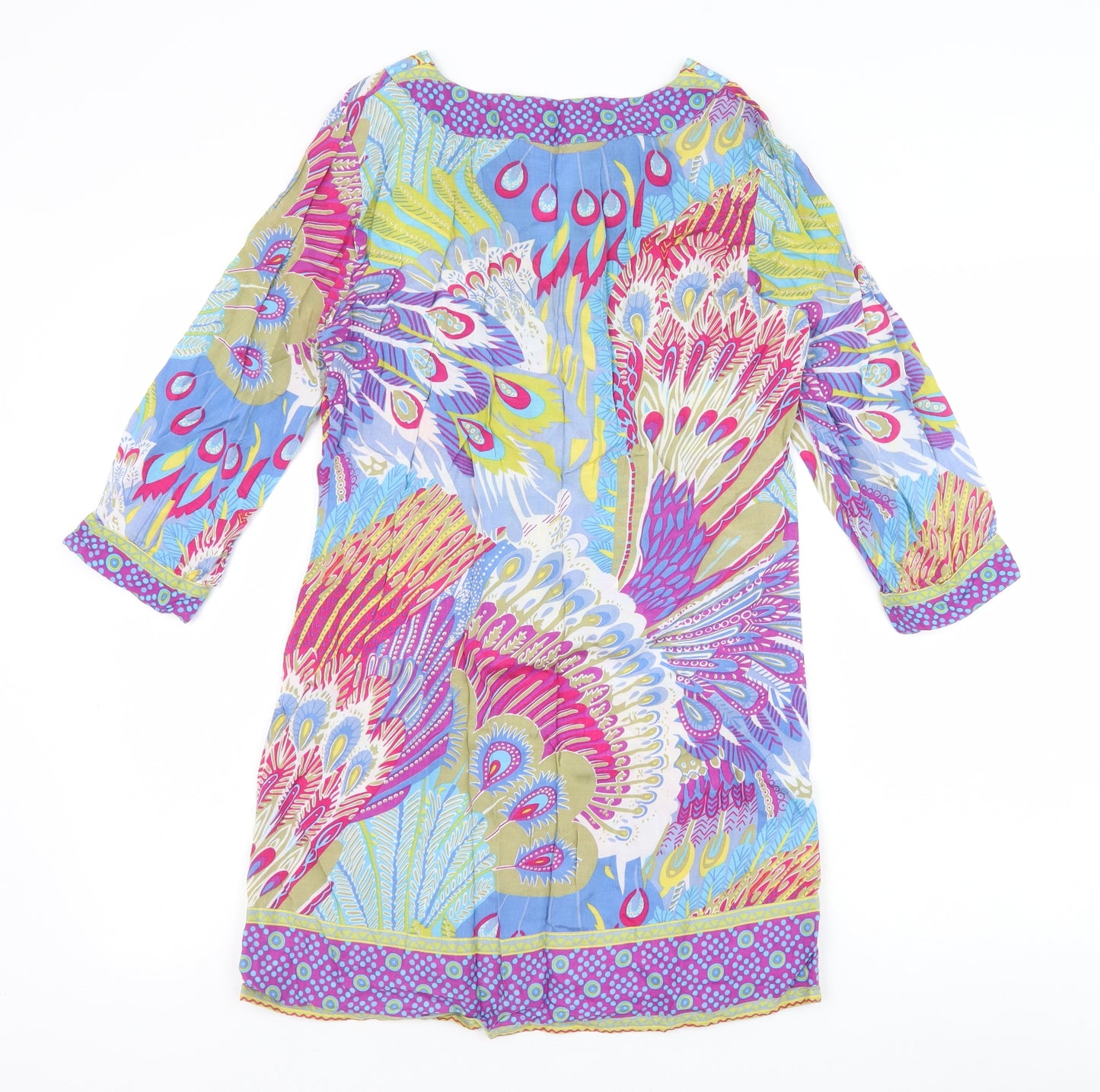 Papaya Womens Multicoloured Geometric Viscose A-Line Size 10 V-Neck Pullover