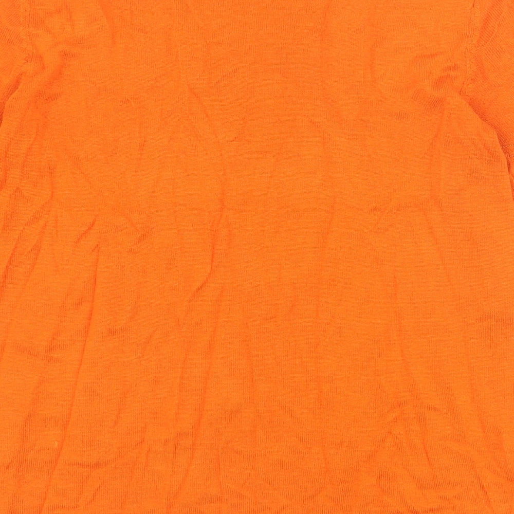 Marks and Spencer Womens Orange 100% Cotton Basic T-Shirt Size 8 Boat Neck