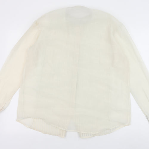 Tranali Womens Ivory Polyester Basic Button-Up Size S Collared