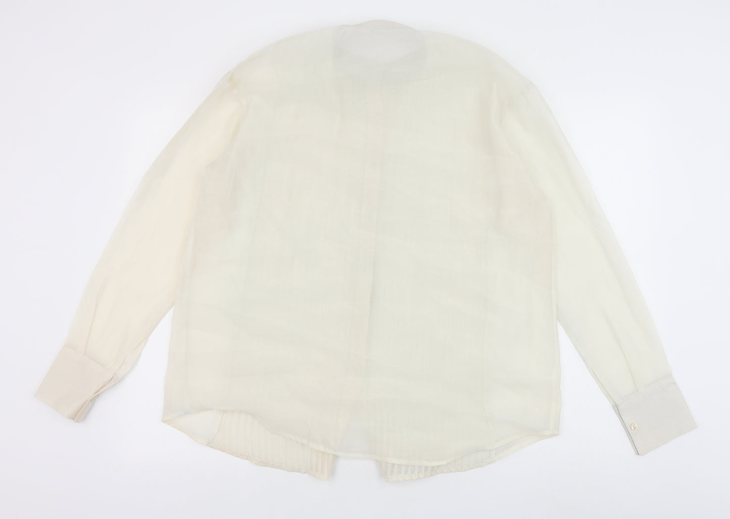 Tranali Womens Ivory Polyester Basic Button-Up Size S Collared