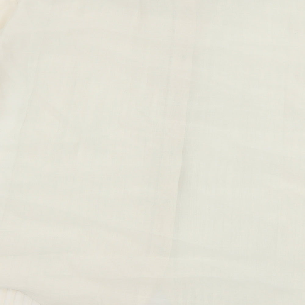 Tranali Womens Ivory Polyester Basic Button-Up Size S Collared