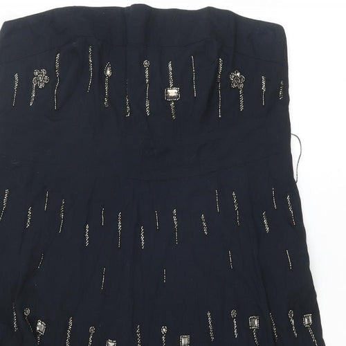 Debenhams Womens Black Polyester A-Line Size 16 Off the Shoulder Zip