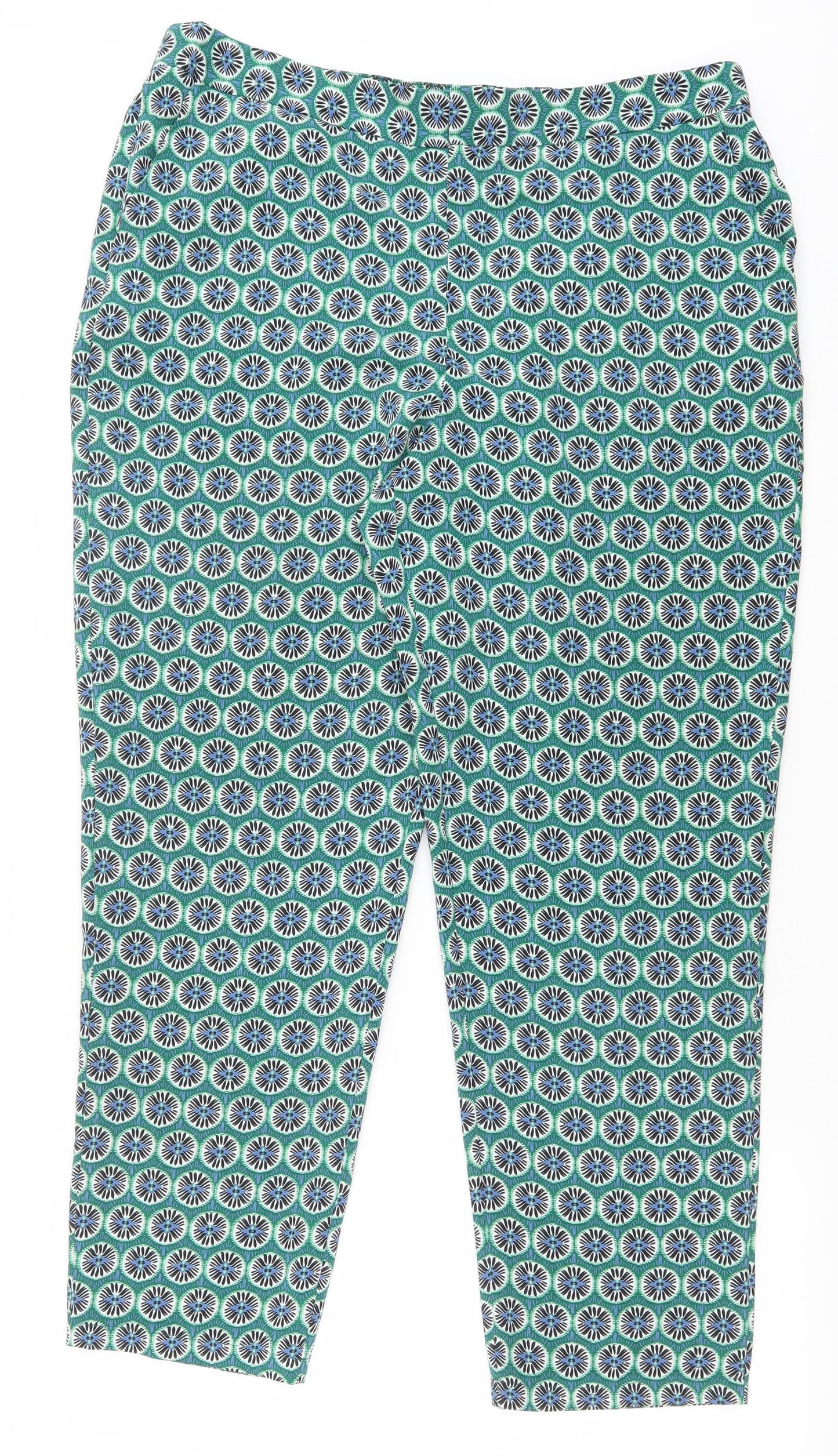 Papaya Womens Green Geometric Polyester Trousers Size 16 Regular