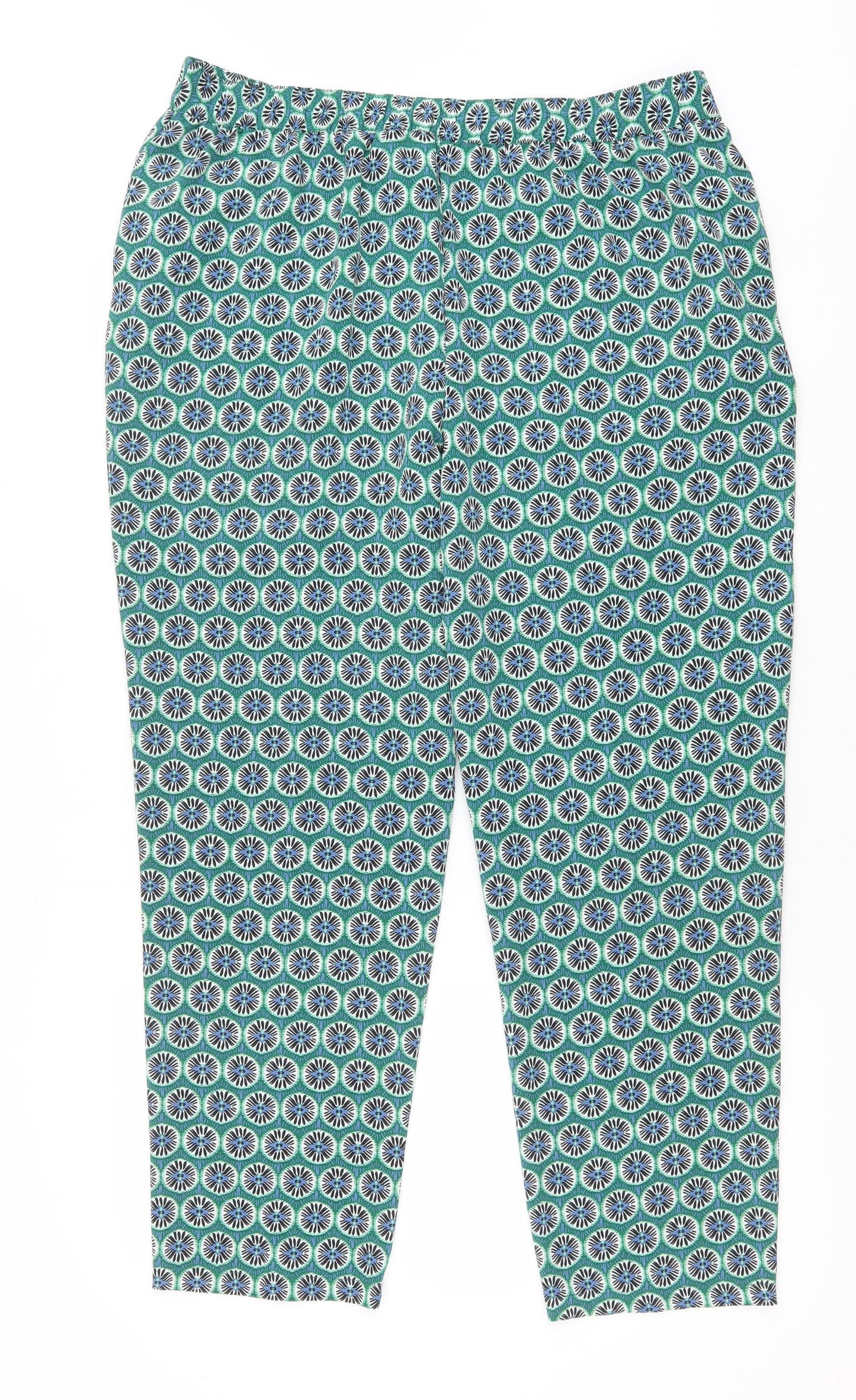 Papaya Womens Green Geometric Polyester Trousers Size 16 Regular