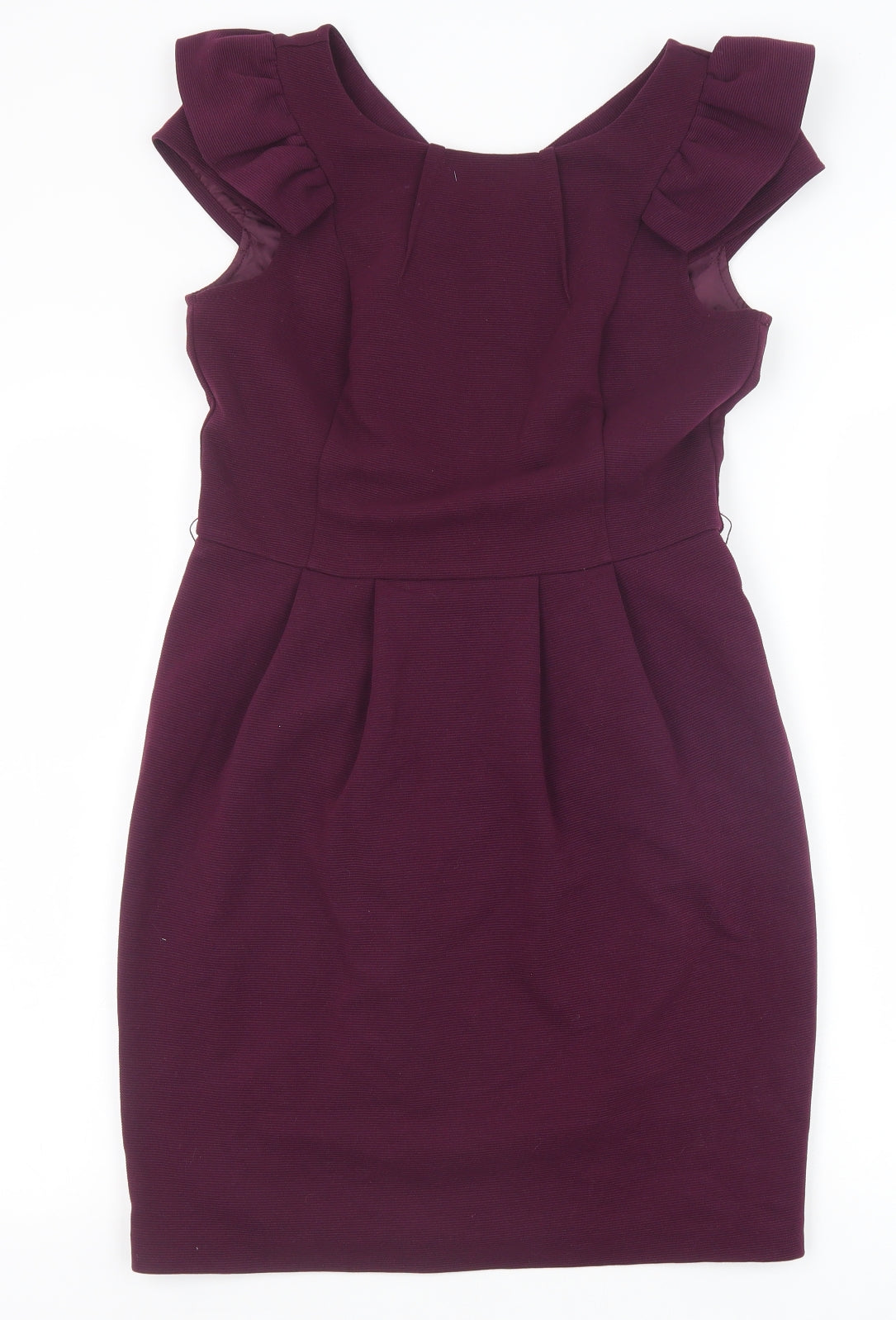 Warehouse Womens Purple Polyester Pencil Dress Size 12 Scoop Neck Zip