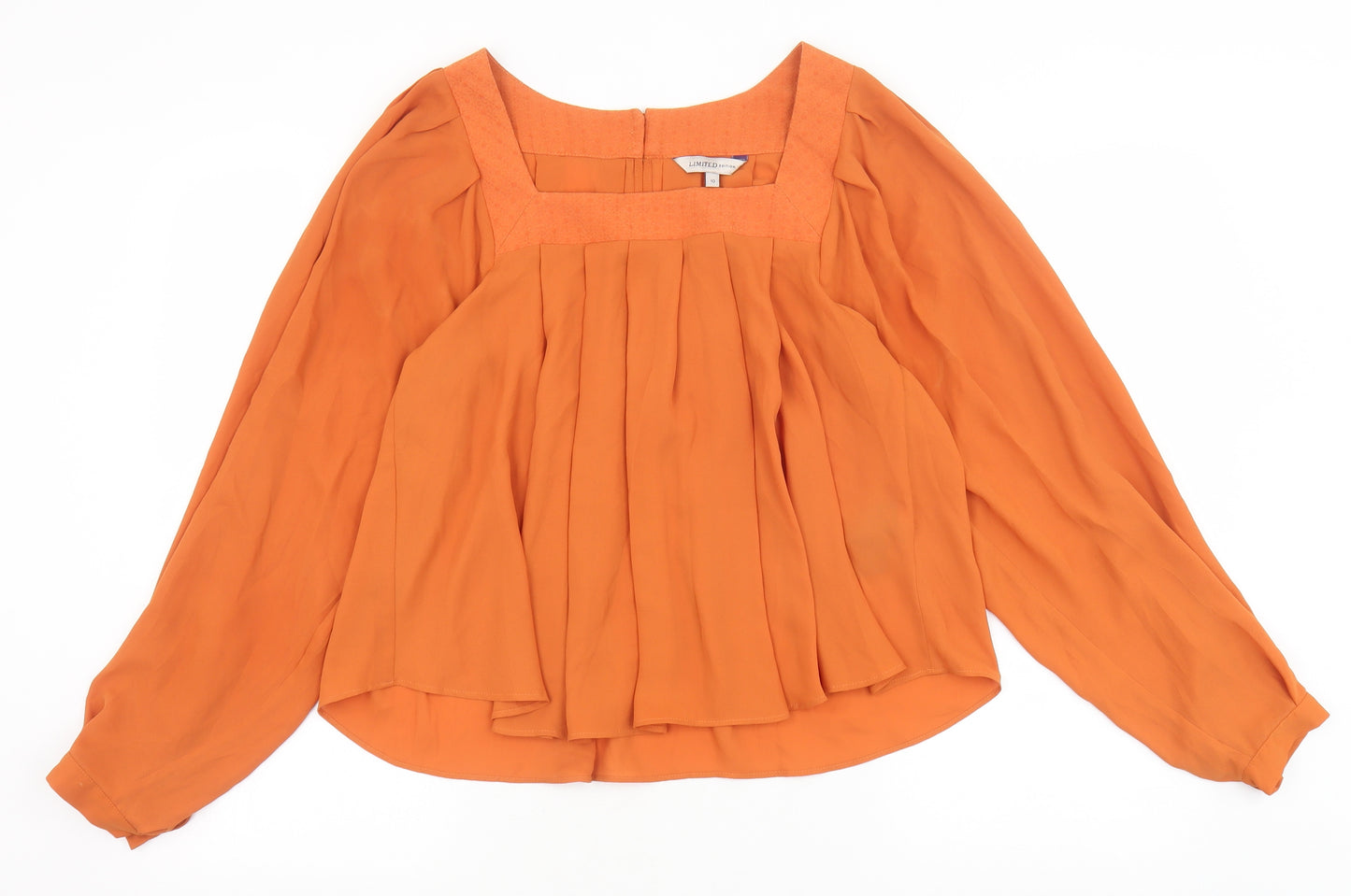 Marks and Spencer Womens Orange Polyester Basic Blouse Size 10 Square Neck