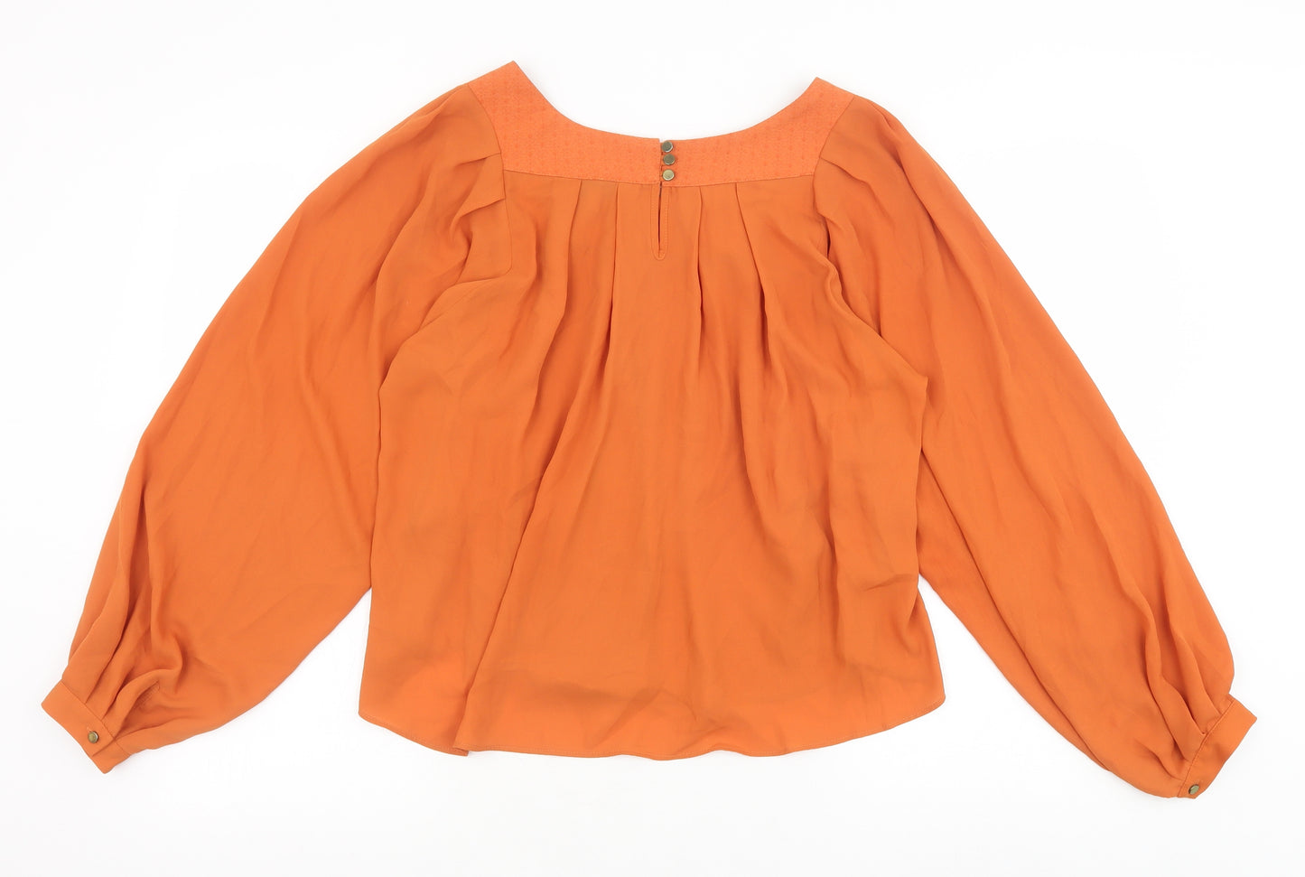 Marks and Spencer Womens Orange Polyester Basic Blouse Size 10 Square Neck