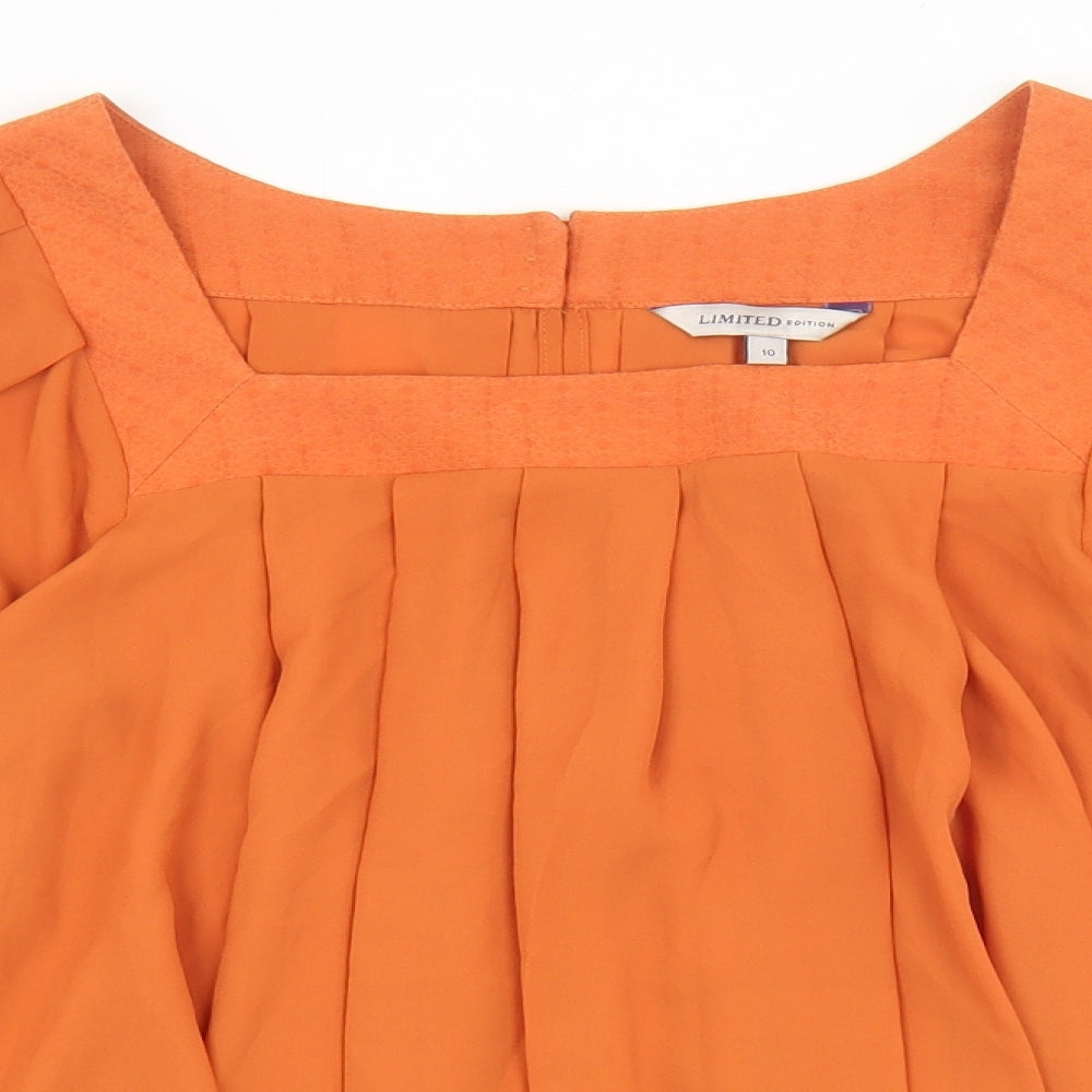 Marks and Spencer Womens Orange Polyester Basic Blouse Size 10 Square Neck