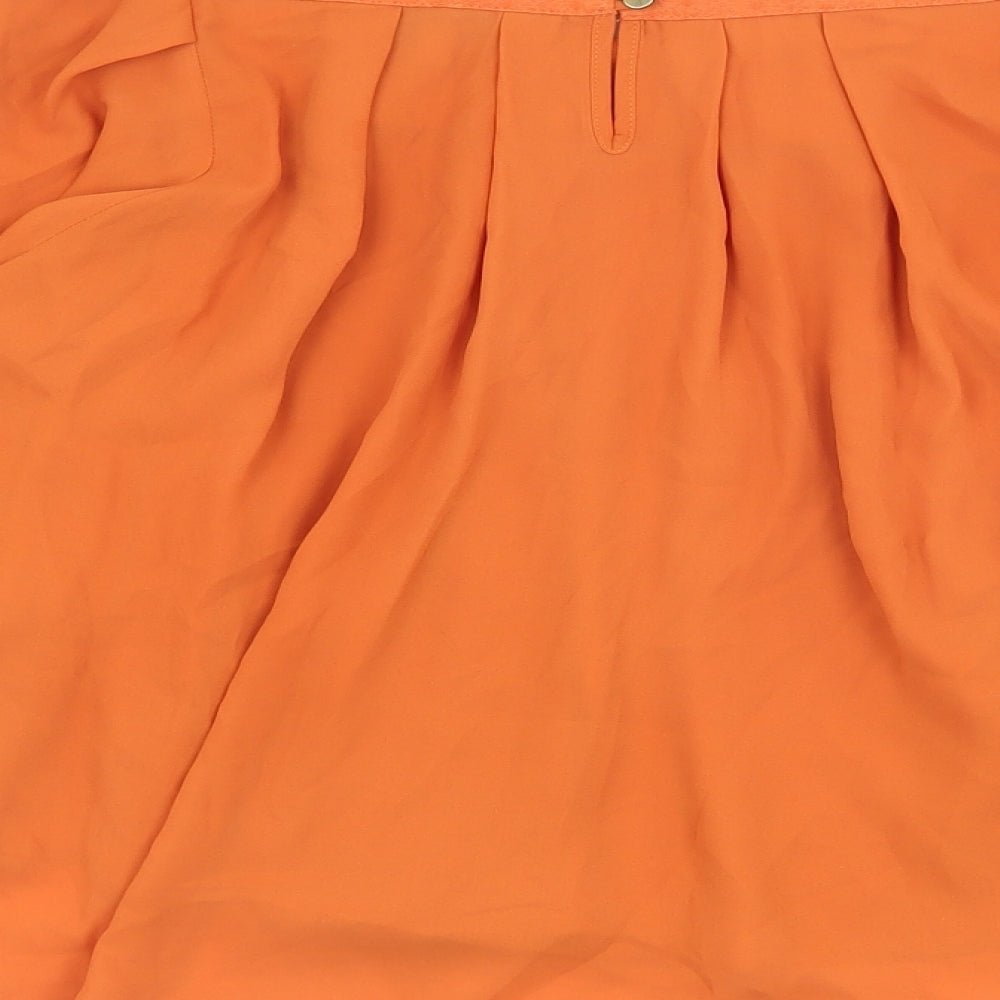 Marks and Spencer Womens Orange Polyester Basic Blouse Size 10 Square Neck
